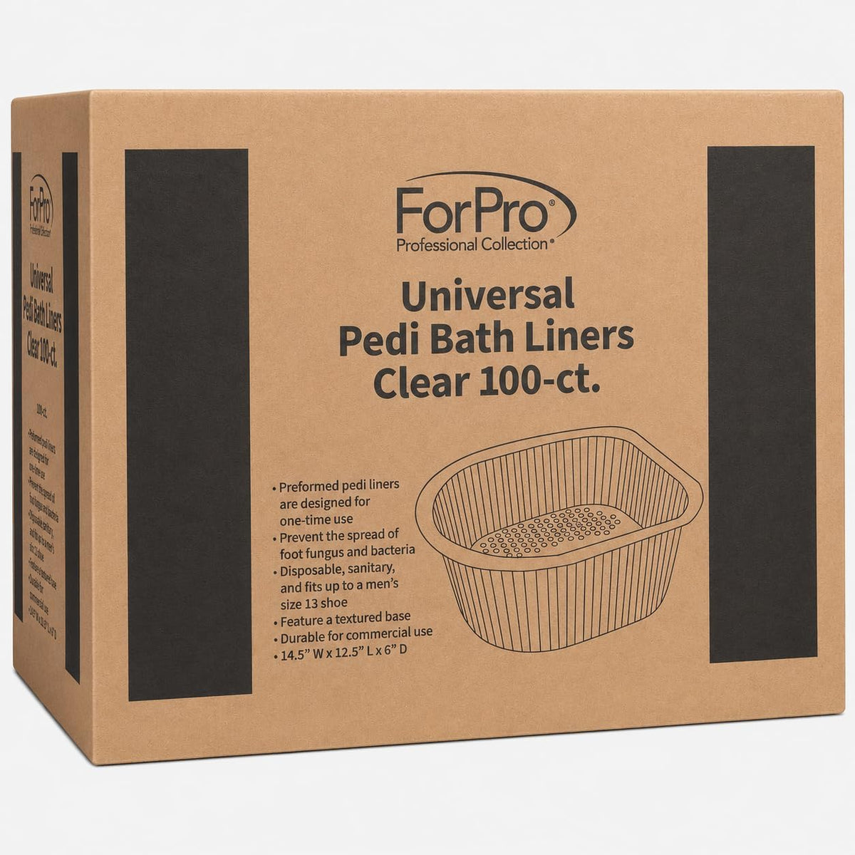 ForPro 100ct Universal Pedi Bath Liners, Clear, Disposable