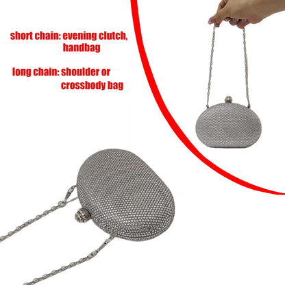 HUANG ZHUANG Egg Shape Crystal Clutch Purse Rhinestone Evening Bag for Women Party Wedding Cute Handbag