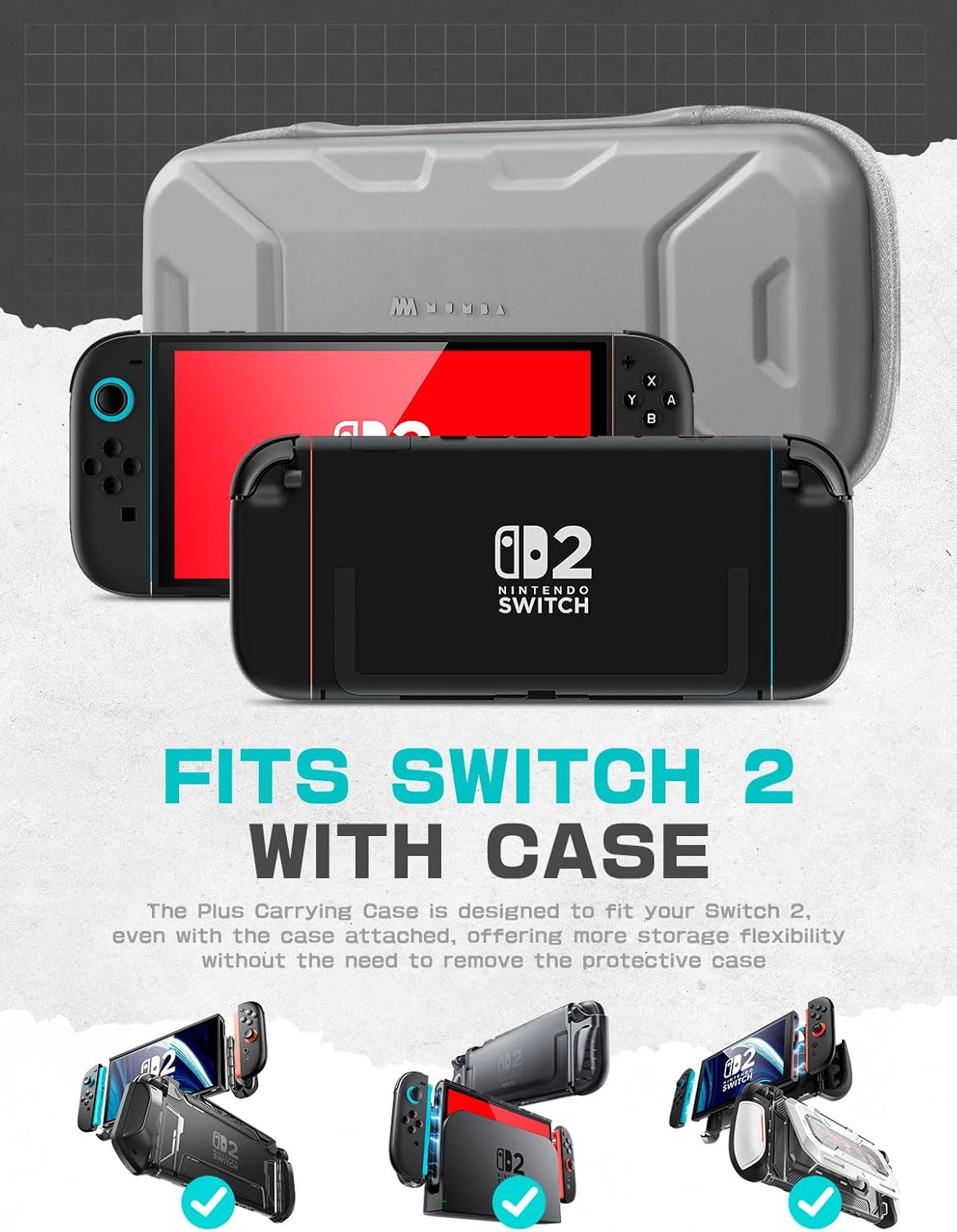 Mumba Carrying Case for Nintendo Switch 2 2025, [Plus Version] Portable Protective Travel Carry Handbag Pouch for Blade/Titan Case [Large Capacity] (Black)