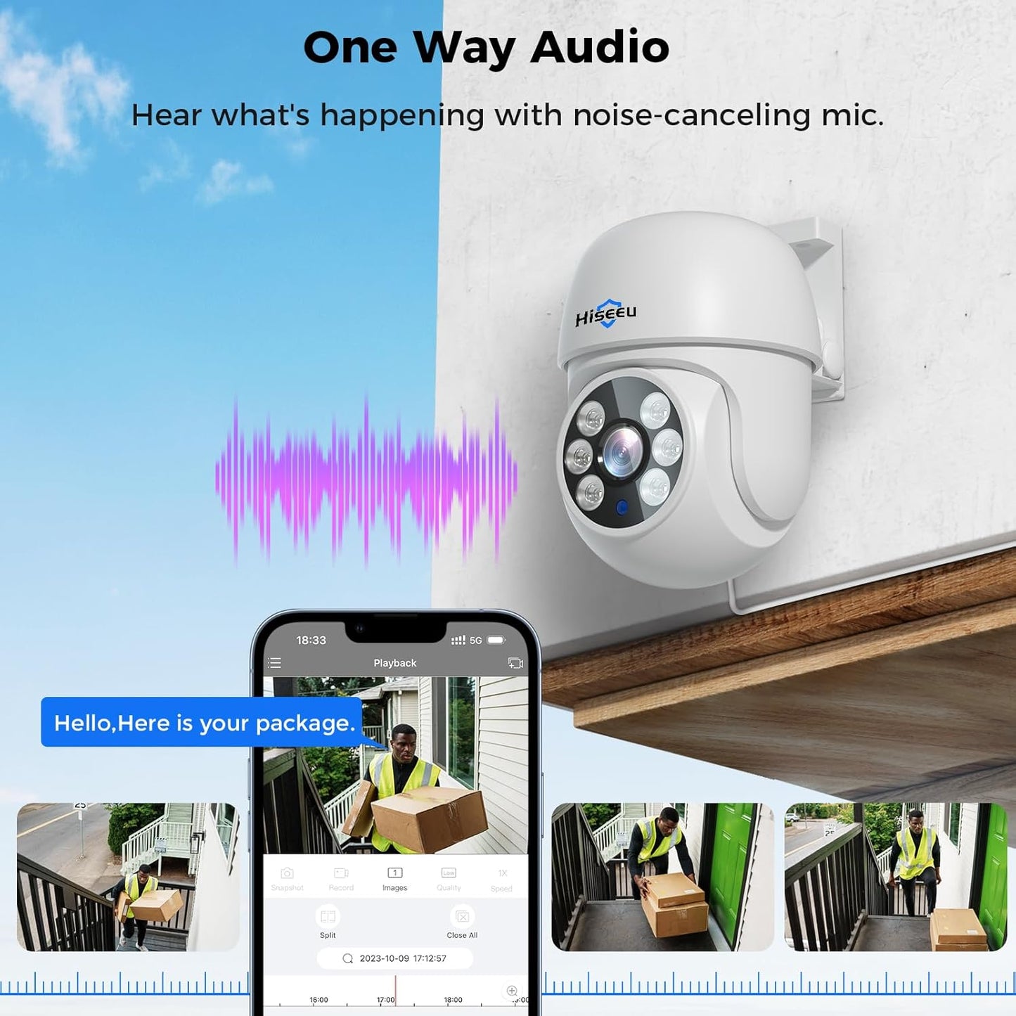 Hiseeu 3K PTZ Wired Security Camera System Outdoor 360°View with Alarm Spotlight, Audio,8CH 5MP DVR,8PCS CCTV Cameras,3TB HDD,Person/Vehicle Detection,100FT Night Vision,24/7 Record,Smart Playback