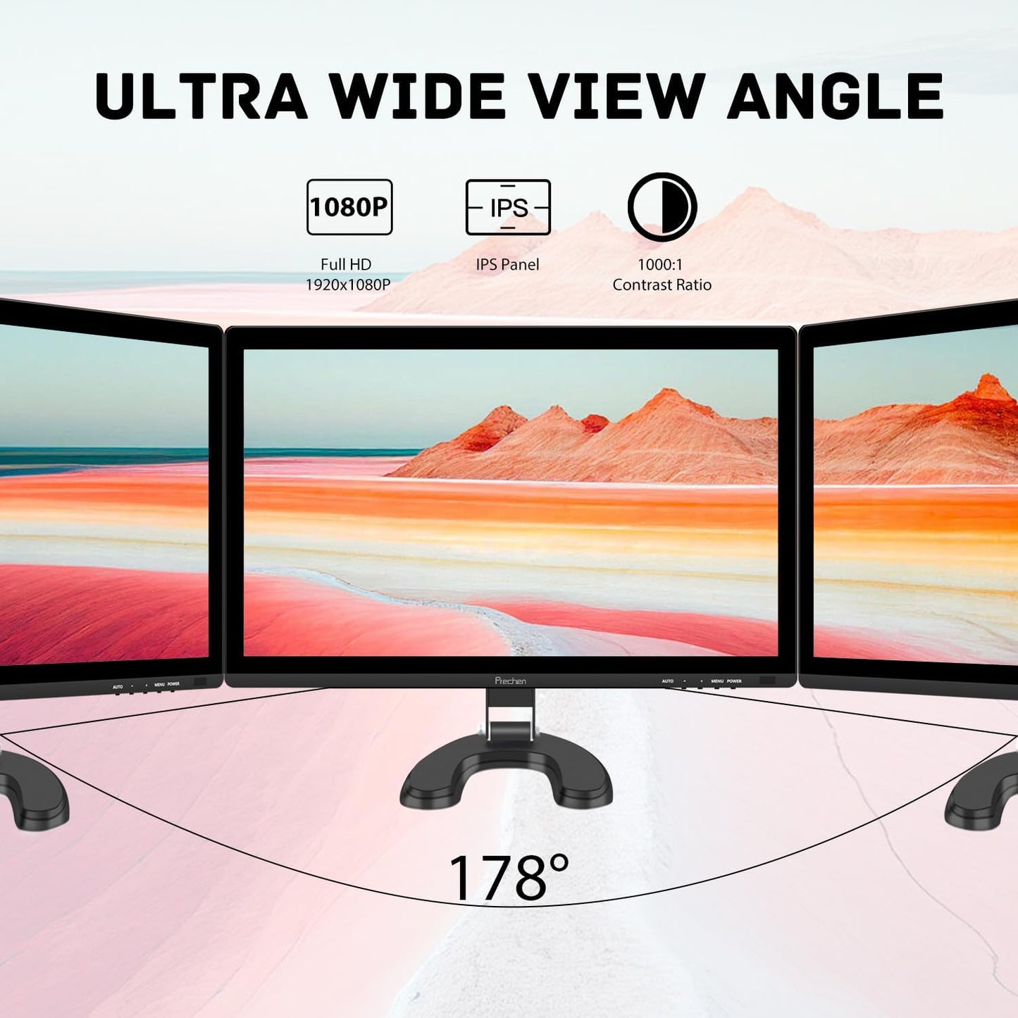 24 Inch PC Touchscreen Monitor, Built-in Speakers, 75Hz, IPS FHD 1080P Desktop Touch Screen Monitor, HDMI, VGA, USB, VESA, Computer Touch Display, Black