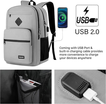 Black Backpack for Men Women, Durable Casual School Backpacks Teens Boys and Girls Classic 15.6 Inch Laptop Bookbag with USB Charger for College High School Work Travel