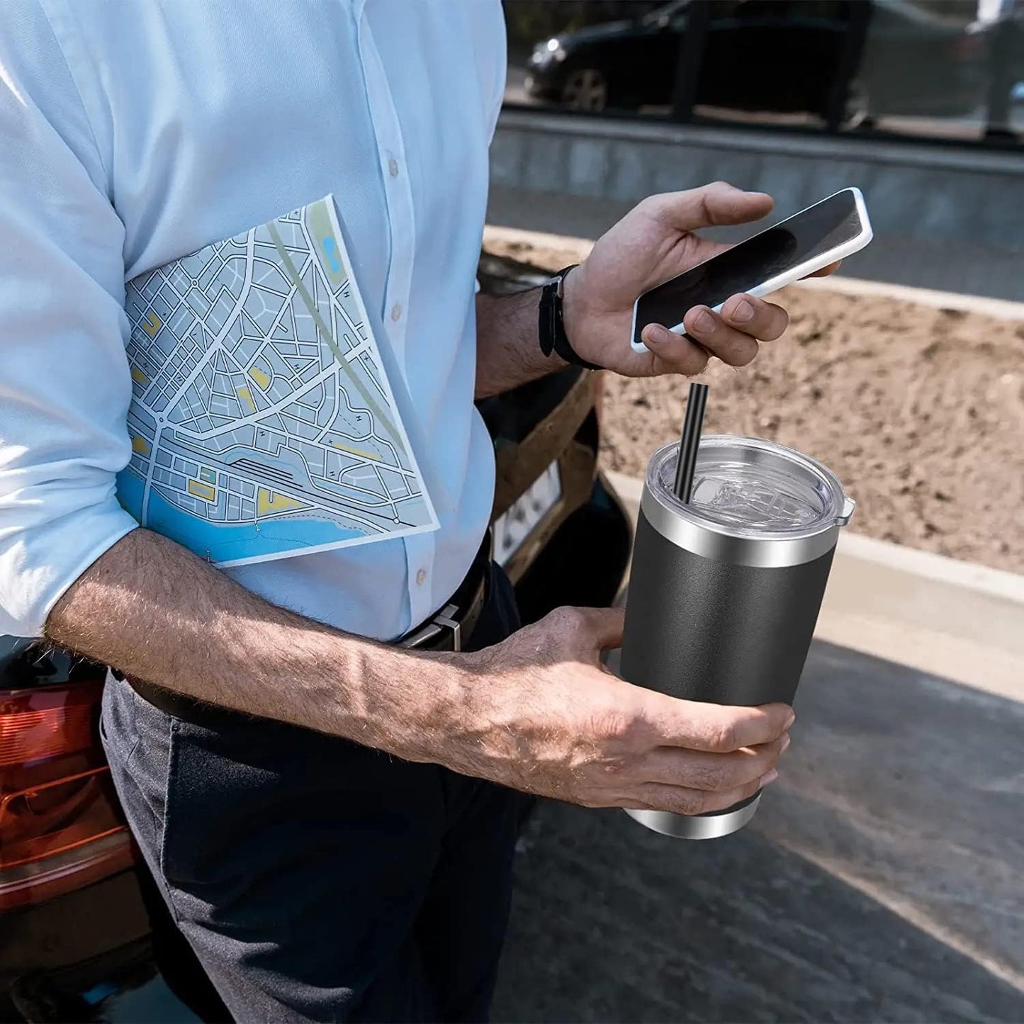 VEGOND 20oz Tumbler with Lid and Straw Stainless Steel Tumbler Cup Bulk Vacuum Insulated Double Wall Travel Coffee Mug Powder Coated Coffee Cup (Bluish Violet 6 Pack)