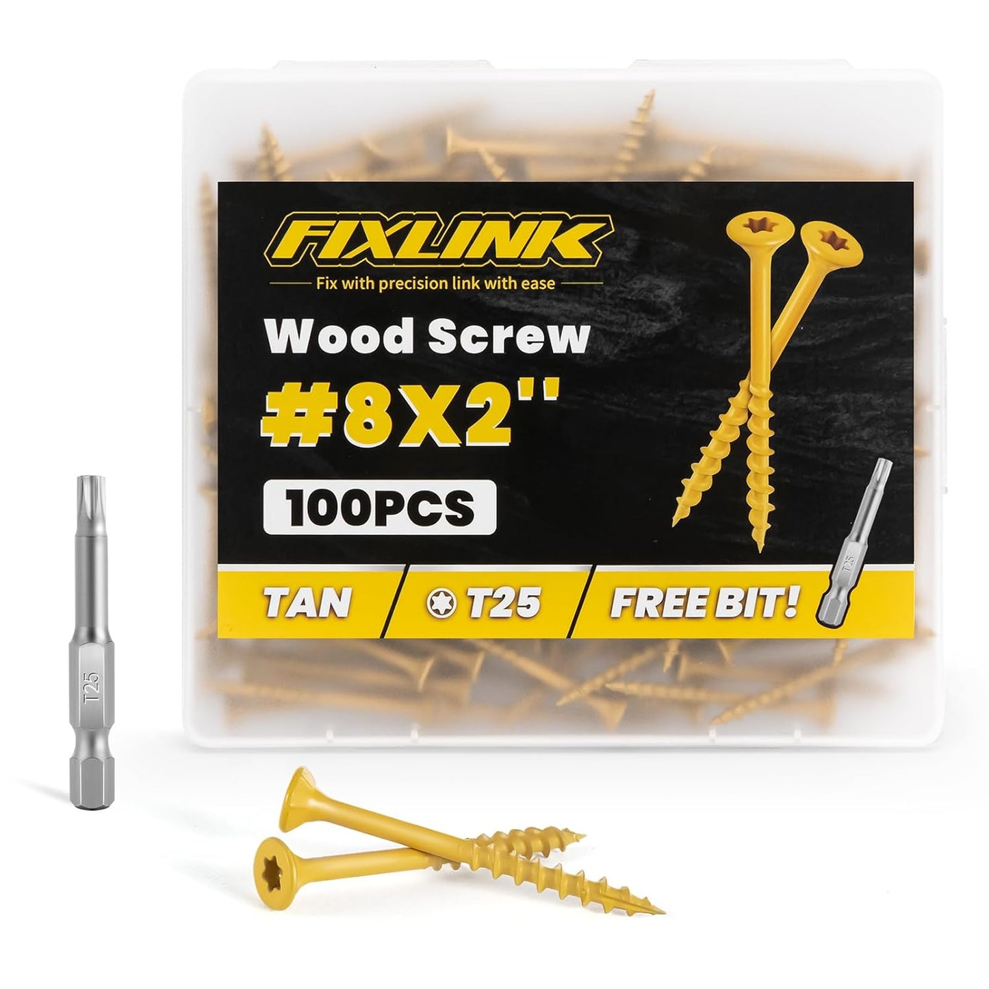 Wood Screws 3 Inch, FIXLINK Deck Screws #10 x 3, 310pcs, Epoxy Coated, T25 Star Bit Above 1500 Hour Salt Spray Coating Outdoor Decking Screws Excellent Rust Resistant for Outdoor Wood Fence