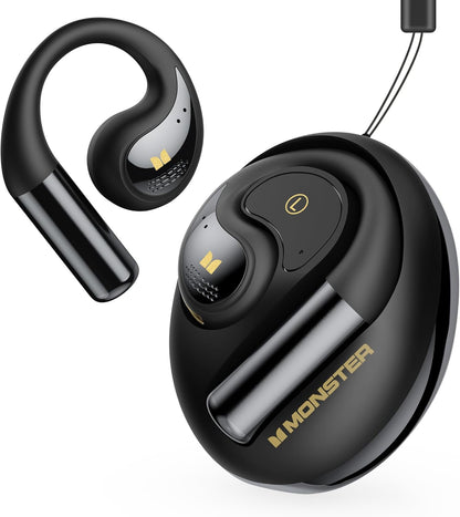 Monster Open Ear AC335 Headphones, Bluetooth 5.4 Wireless Headphones with Stereo Sound, 24H Playback, Crystal Clear Calls, Stylish Rotating Case with Lanyard, Sweat Resistant Open Ear Wireless Earbuds