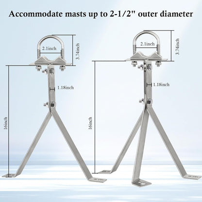 XRDS-RF 16 Inch Heavy-Duty Wall Mount Stand Off Mast for TV Antenna - Windproof Mounting Bracket (2-Leg + 2-Leg)