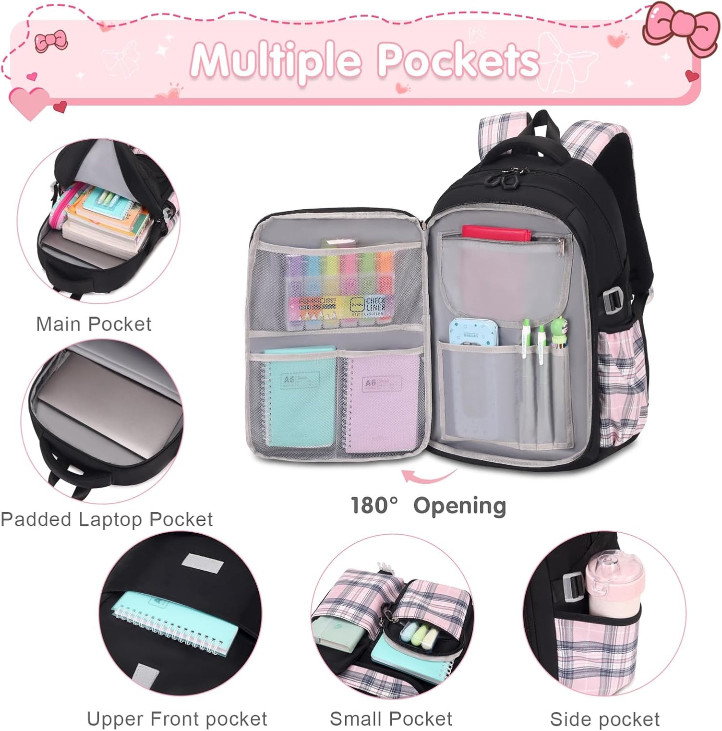 ACESAK Girls Backpack - 3PCS Backpack for Girls Cute School Backpacks for Girls Kindergarten