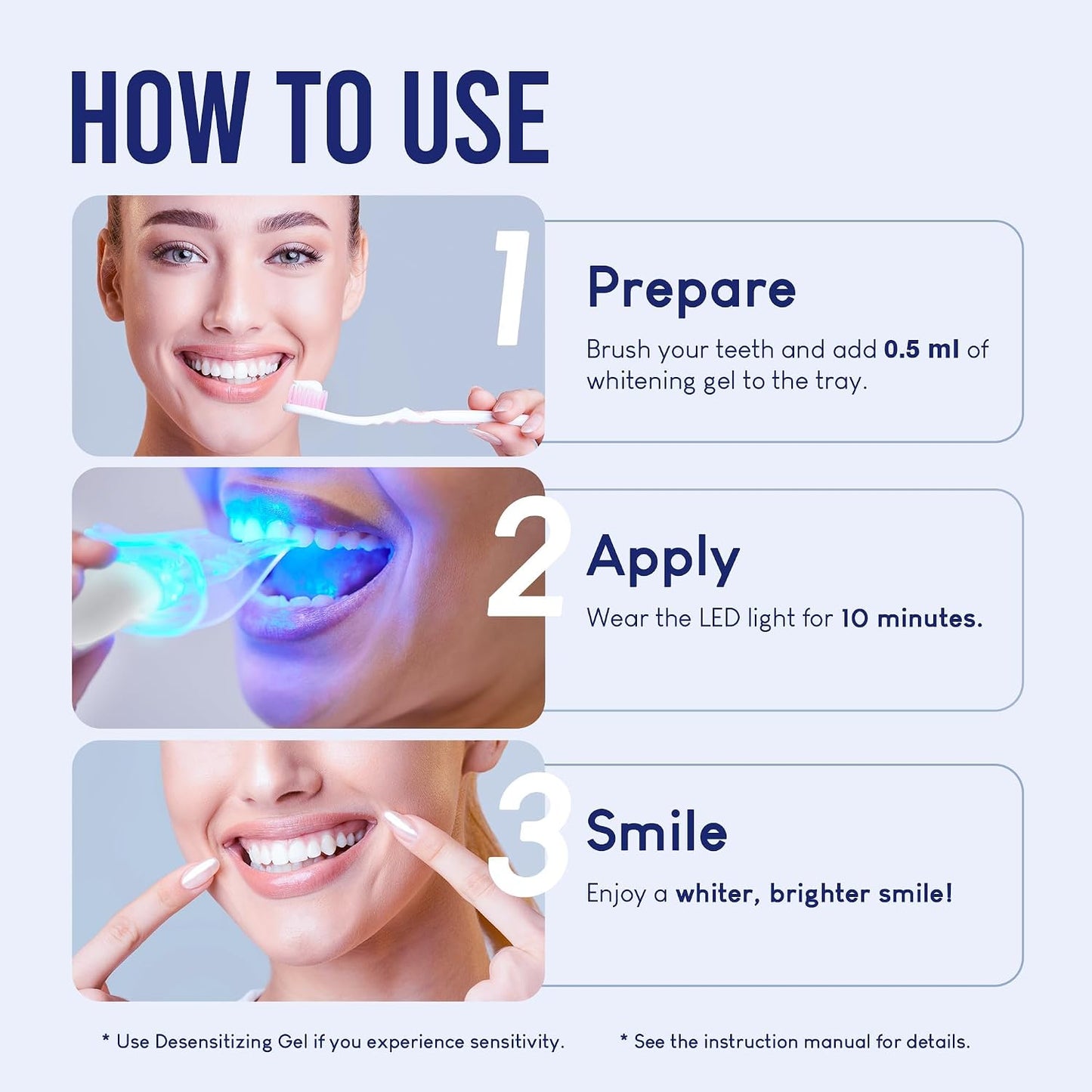 Teeth Whitening Kit with LED Light: VieBeauti Tooth Whitener for Sensitive Teeth - Removes Stains from Food Coffee Smoking Wine and Soda for a Bright Smile Coconut Flavor