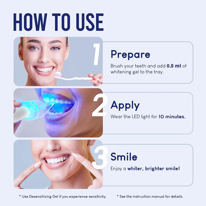 Teeth Whitening Kit with LED Light: VieBeauti Tooth Whitener for Sensitive Teeth - Removes Stains from Food Coffee Smoking Wine and Soda for a Bright Smile Coconut Flavor