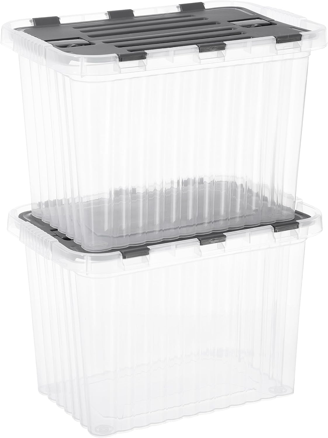 Superio Storage Bins with Lids- 3 Pack, 1.85 Qt Clear Boxes for Organizing, Stackable Plastic Containers- BPA Free, Non-Toxic, Odor Free, Organizer for Home, Office, Dorm