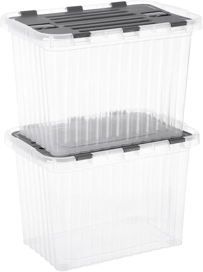 Superio Storage Bins with Lids- 3 Pack, 1.85 Qt Clear Boxes for Organizing, Stackable Plastic Containers- BPA Free, Non-Toxic, Odor Free, Organizer for Home, Office, Dorm