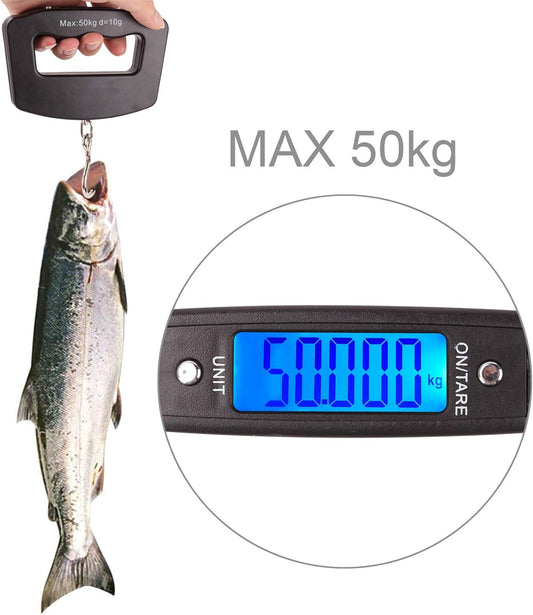 Kinstecks 110lb/50kg Fish Scales Backlit LCD Portable Electronic Balance Digital Fishing Scale Hanging Scale for Hunting Fishing Postal Kitchen - PuriLite