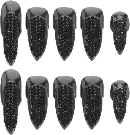 Sewroro 10pcs Paw Talon Finger Ring Punk Style Claw Ring Gothic Finger Nail Tip Claw Rings for Cosplay Party (3 Sizes/Black)