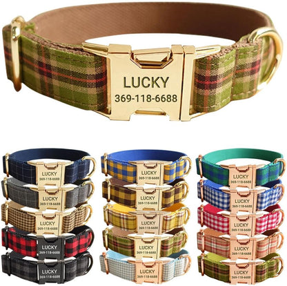 PETDURO Personalized Buffalo Plaid Dog Collar Red Black - Engraved Name and Phone Number on Black Metal Buckle - Custom for Small Medium Large Boy Girl Dogs - Add Leash Bow Tie via Customize Now