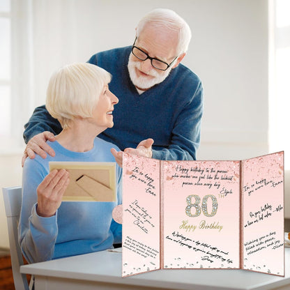 Crenics Rose Gold 70th Birthday Decorations, Creative 70th Birthday Guest Sign in Book Alternative, Large 70th Birthday Signature Book 12" x 18", Great 70 Years Old Birthday Gifts for Women - PuriLite