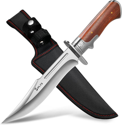 Hunting Knife with Sheath Camping Knife: Fixed Blade Outdoor Knives for Men - 17.5cm Sharp Blade Full Tang Bushcraft Knives for Survival
