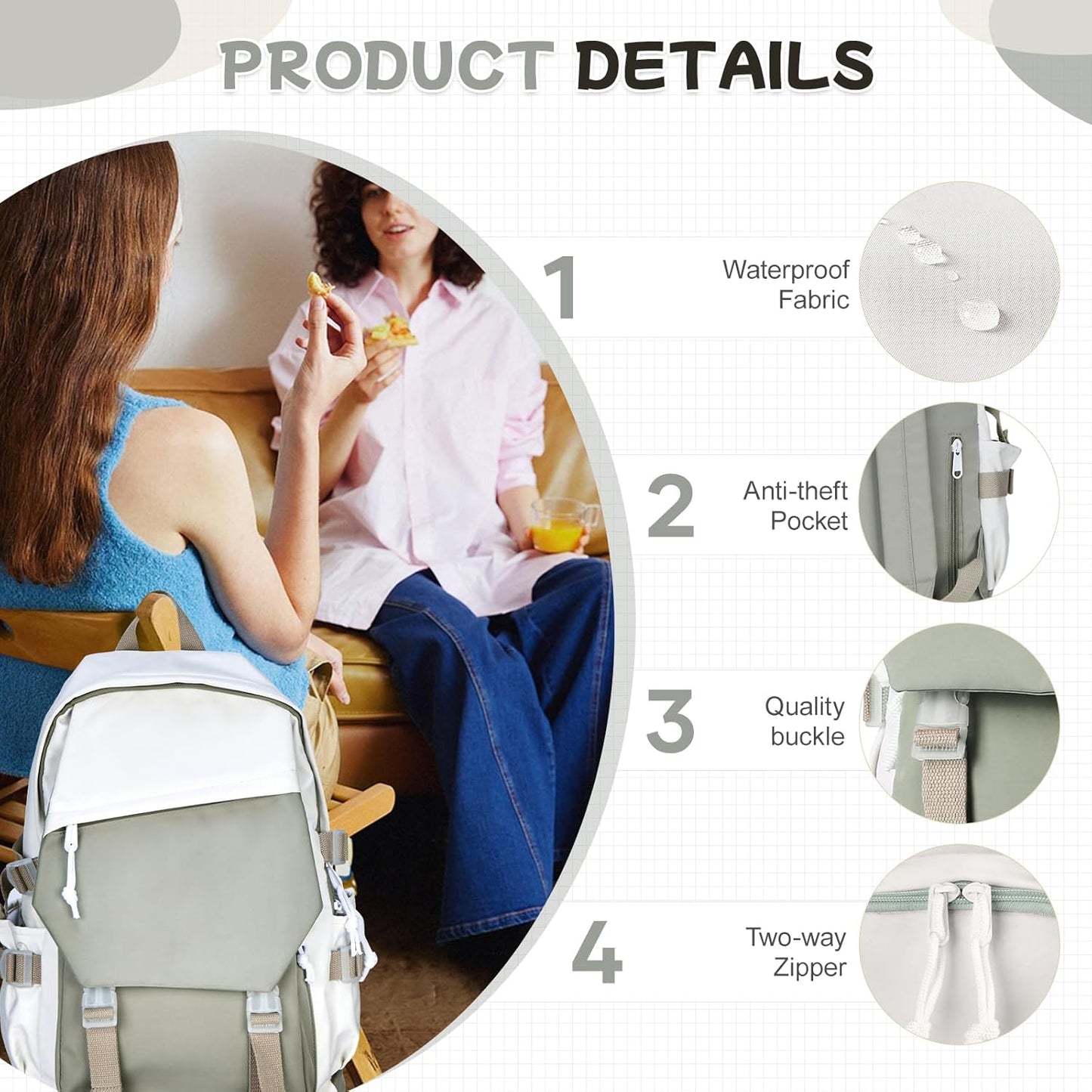 School Backpack for Women Men College High School Bags for Boys Girls Casual Daypack Laptop Backpack Waterproof Black Bookbag Travel Rucksack