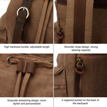 AUGUR Canvas Backpack,17 inch Laptop Backpack Vintage Canvas Leather Backpacks Casual School College Bag Pack Bookbag Hiking Travel Rucksack Daypack (L-Coffee)