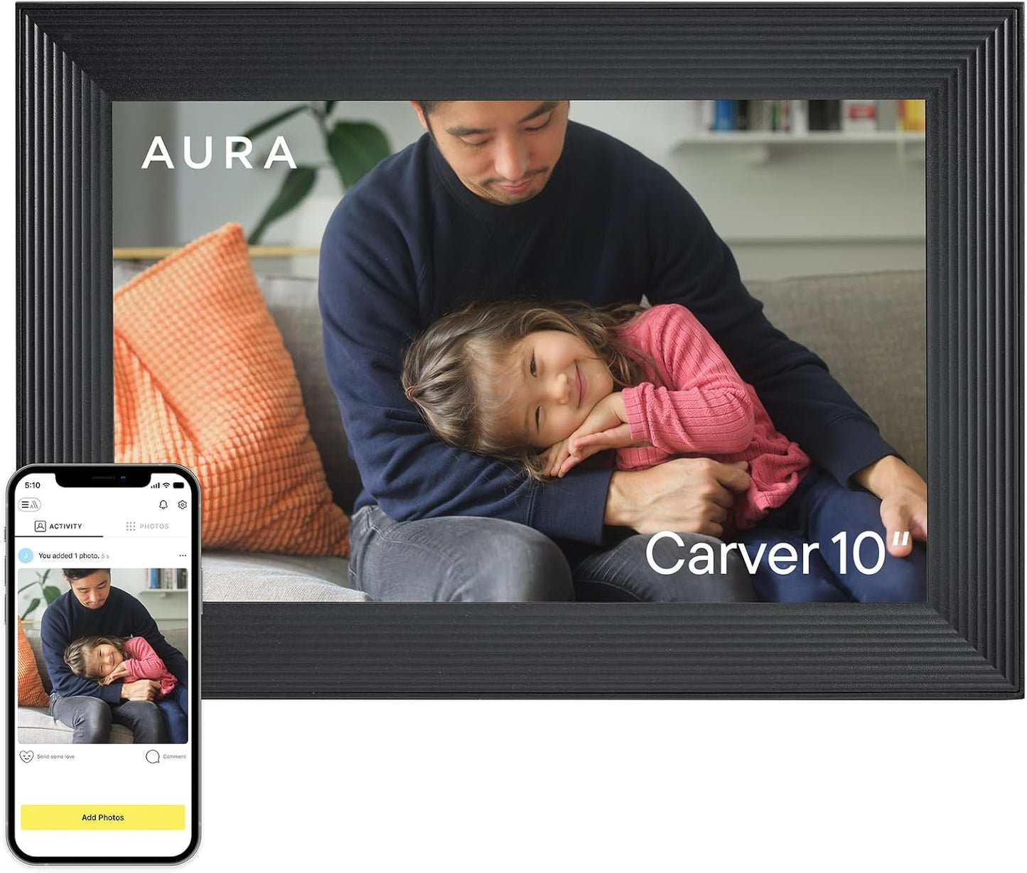 Aura Aspen 12" Digital Photo Frame - Black with Paper Mat
