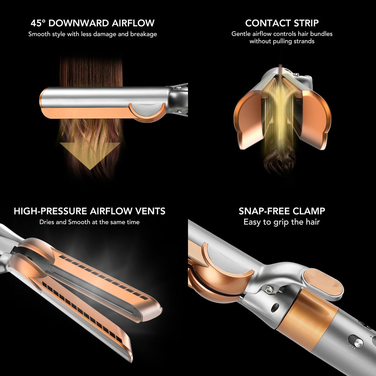 Airflow Attachment for Dyson Airwrap Styler, Straight Attachment No Hot Plates for Smooth Hair Style with Less Damage for Dyson Airwrap HS01 HS05 HS08 i.d. Copper