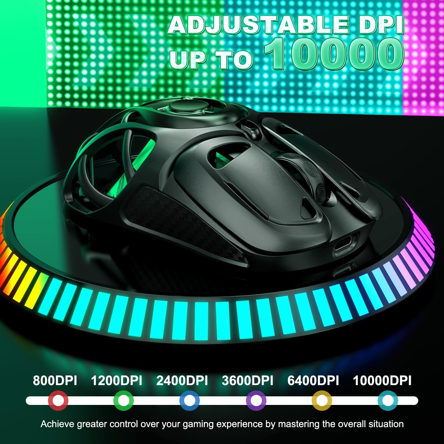 Wireless Gaming Mouse Tri-Mode Connectivity High Precision 10000 DPI Ultra-Light Ergonomic Rechargeable Mouse - PuriLite