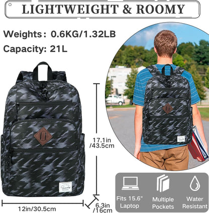 School Backpack for Men Women,Vaschy Lightweight School Bag Bookbag Casual Daypack for High School/College/Teens/Travel/Work
