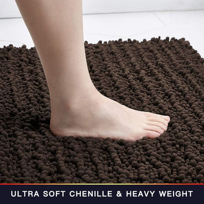 Walensee Bathroom Rug Non Slip Bath Mat (24x17 Inch Blush) Water Absorbent Super Soft Shaggy Chenille Machine Washable Dry Extra Thick Perfect Absorbant Best Small Plush Carpet for Shower Floor