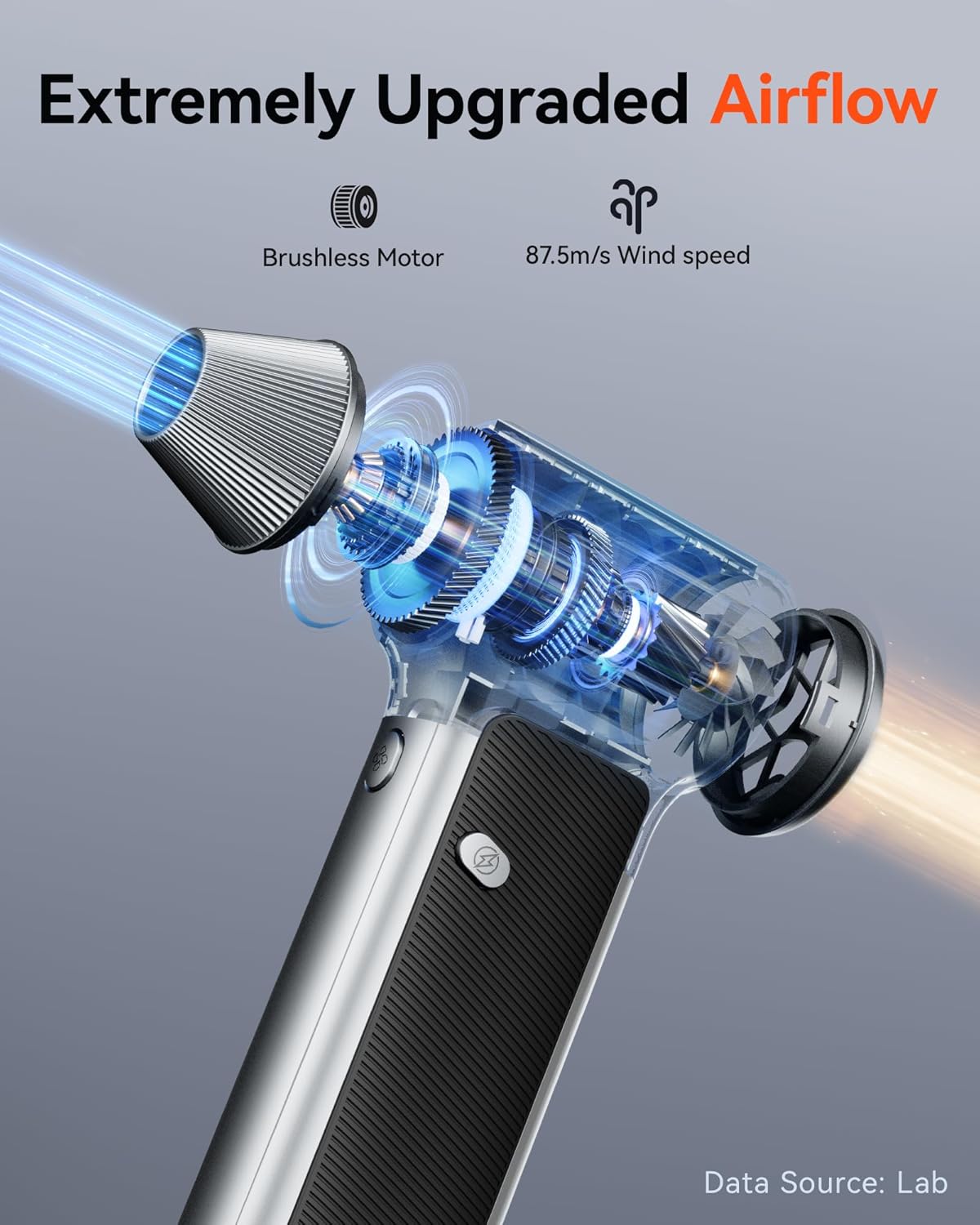 WOLFBOX MF200 Cordless Electric Air Duster with Removable Battery, 3-Speed Adjustable Mini Blower with 4 Nozzles