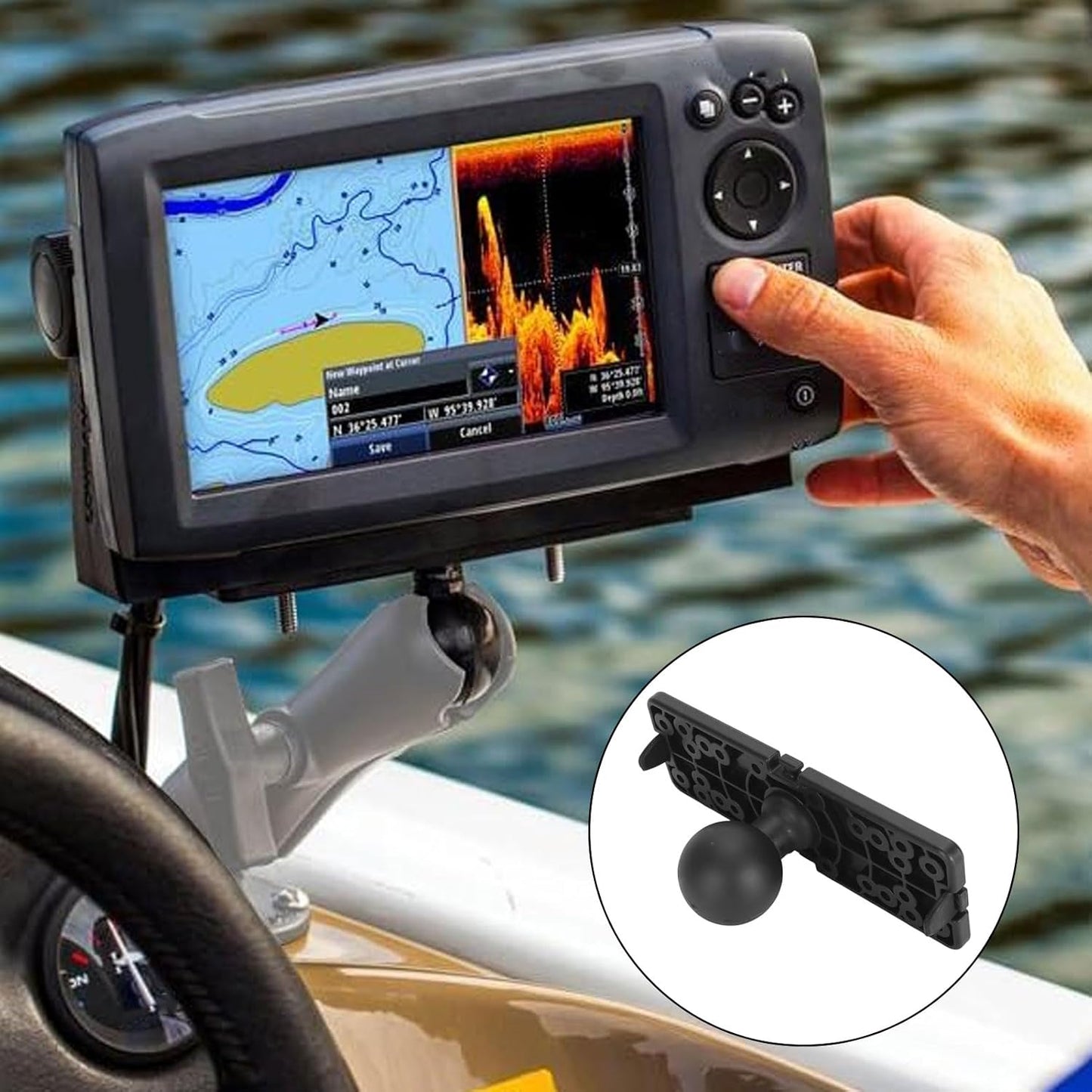 Universal Fish Finder Mount Plate for Garmin,- Durable Nylon and Silicone - High Stability - Compatible with GPSMAP, Striker Plus, ECHOMAP, HDS Carbon, Hook Reveal,