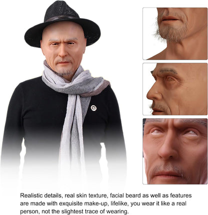 QIAOYIQIAO Charles Silicone Realistic Old Man Face Lifelike Head Mask Handmade Face for Cosplay Crossdresser Transgender