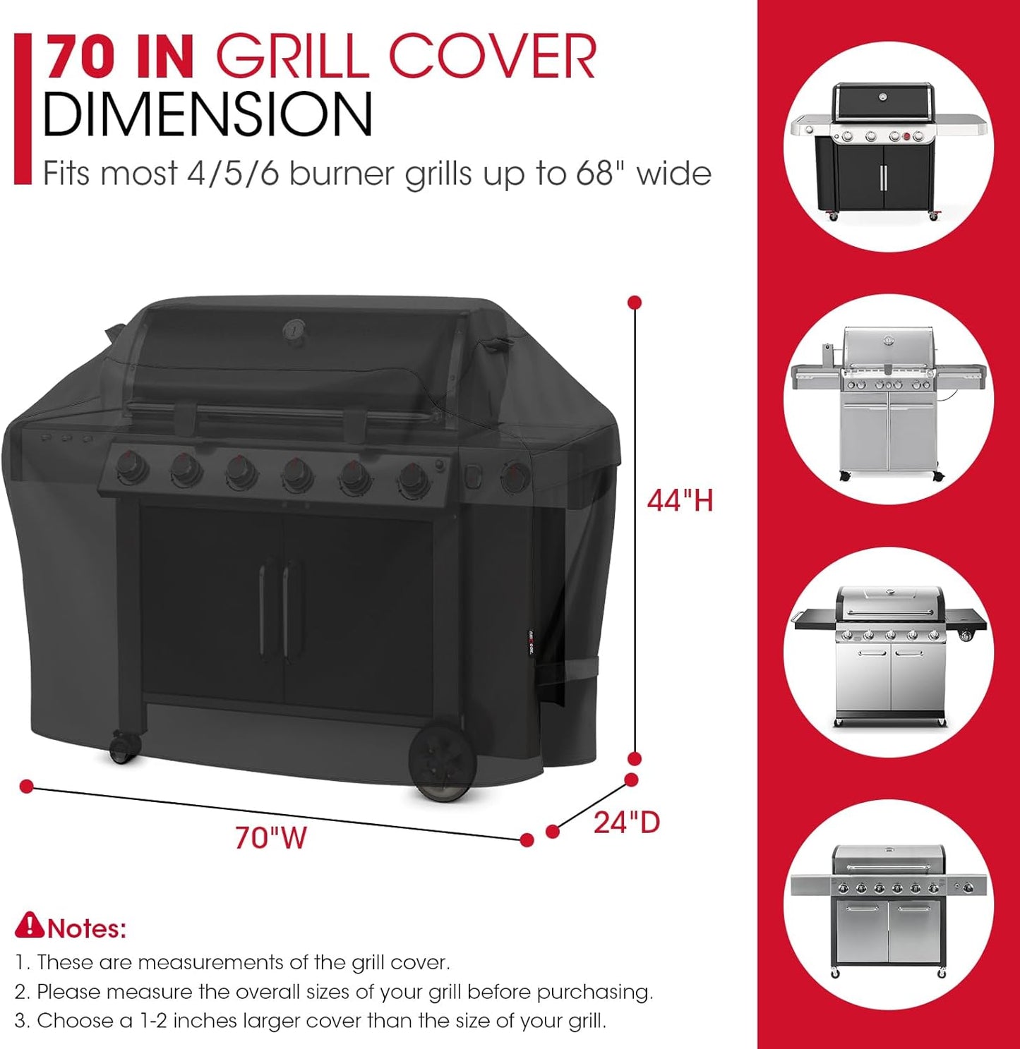 UNICOOK BBQ Cover 55 Inch, Heavy Duty Waterproof Housse BBQ, Special Fade and UV Resistant Outdoor Barbecue Grill Cover, Barbecue Accessories Compatible for Weber Char-Broil Brinkmann and More