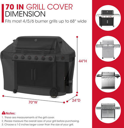 UNICOOK BBQ Cover 55 Inch, Heavy Duty Waterproof Housse BBQ, Special Fade and UV Resistant Outdoor Barbecue Grill Cover, Barbecue Accessories Compatible for Weber Char-Broil Brinkmann and More