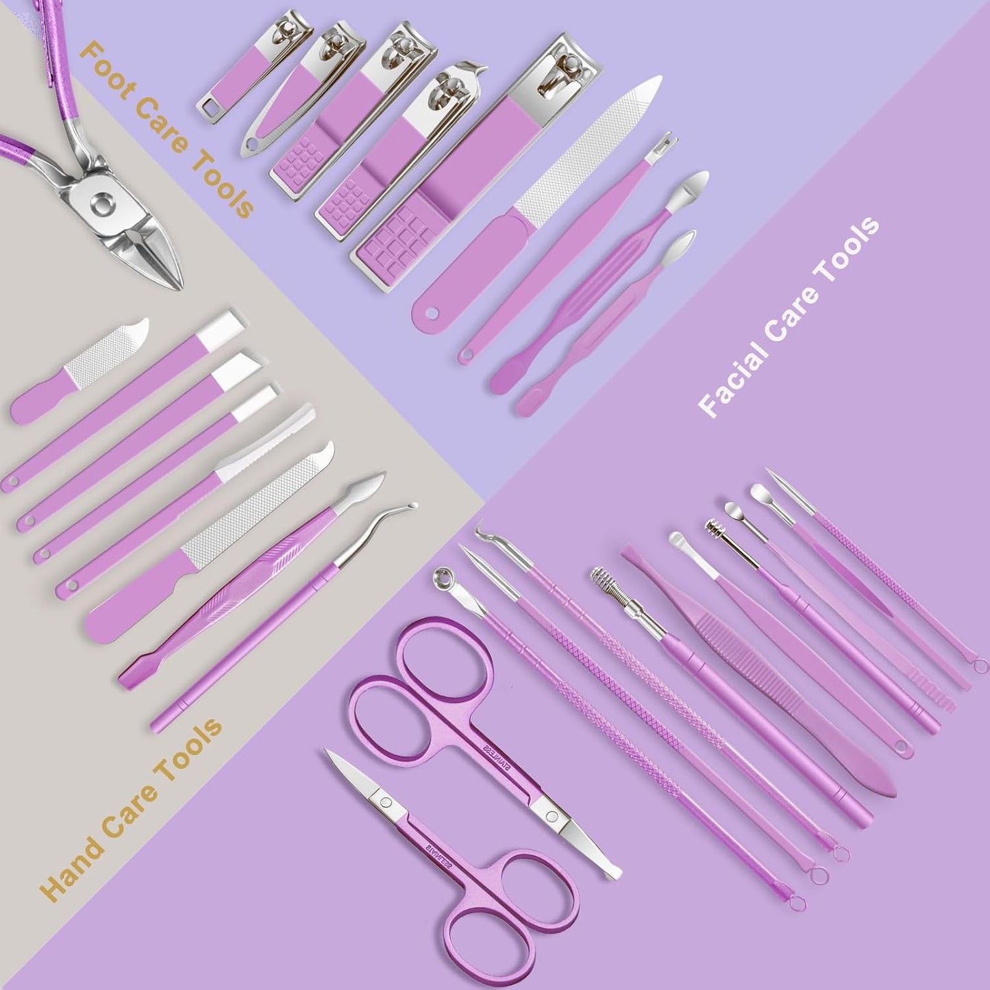 Manicure Set，30 in 1 Mens Set Professional，Nail Clipper for Men，Mens Nail Grooming Kit，Andrea Kit Women，Nail Care Women，with Luxury Leather Bag (Black)