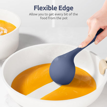 13 inch Silicone Soup Ladle: U-Taste 600ºF Heat Resistant 4 oz Large Non-Stick Seamless Rubber Kitchen Deep Serving Spoon with Non-Slip Solid Long Handle for Cooking Sauce/Stews/Gravies/Chili(Purple)
