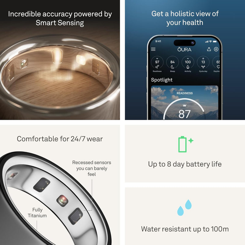 Oura Ring 4 - Gold - Size 9 - Smart Ring - Size First with Oura Ring 4 Sizing Kit - Sleep Tracking Wearable - Heart Rate - Fitness Tracker - Up to 8 Days of Battery Life