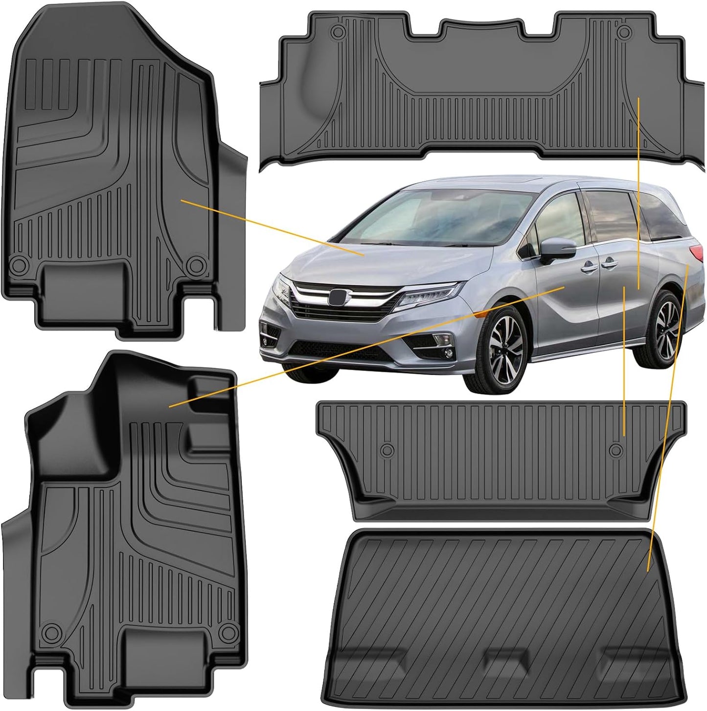 AOMSAZTO Floor Mats & Trunk Mat for 2024 2025 Chevy Equinox EV (Non Fuel),TPE All Weather Protection 2 Rows Car Floor Liners with Cargo Liner for Chevrolet Equinox EV (Non Fuel)
