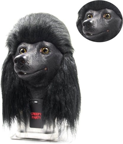 Dog Mask Poodle Head Face Costume Novelty Halloween Party Dressing Up Masks For Adults And Kids (black poodle)