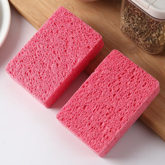 12 - Pack Non-Scratch Scrub Sponges - Sponges for Dishes and Washing Dishes, Cleaning Sponges for Kitchen Home Bathroom Cars, Funny Cut-Outs DIY for Kids (Pink) - PuriLite