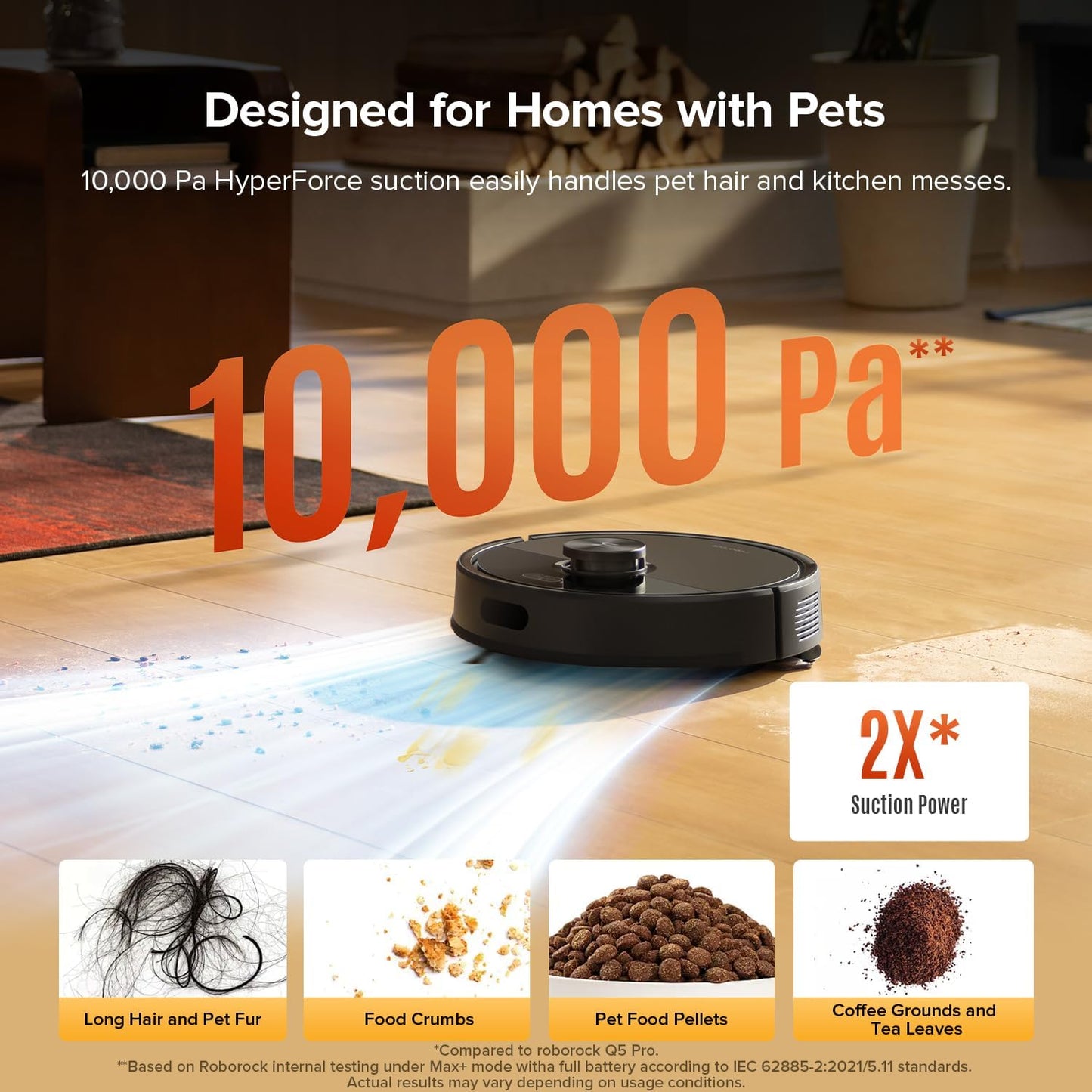 roborock Q7 M5 Robot Vacuum and Mop Combo, 10,000Pa Suction, Automatic Vacuum Cleaner for Home Robot, Self-Charging Robotic Vacuum Cleaning, APP-Controlled Mopping, LiDAR Navigation, Pet Hair