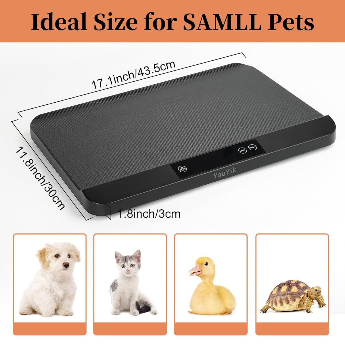 YAUYIK Digital Pet Scale, Baby Scale with Non-Slip Mat, Up to 88lb, Black