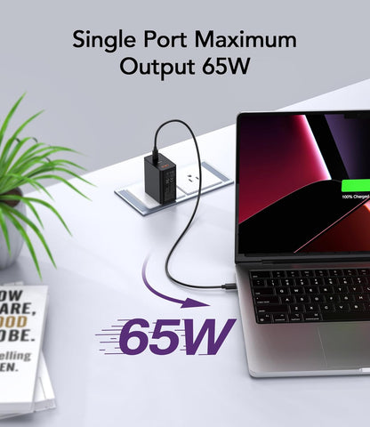USB C Charger, 65W GaN+ PD Fast Wall Charger Block with 6.56ft USB C to C Cable, USB C Charger for MacBook Pro/Air, iPhone 16/15/14/13, iPad Pro, Dell XPS, Steam Deck, Galaxy S24/S23, Pixel 8/7