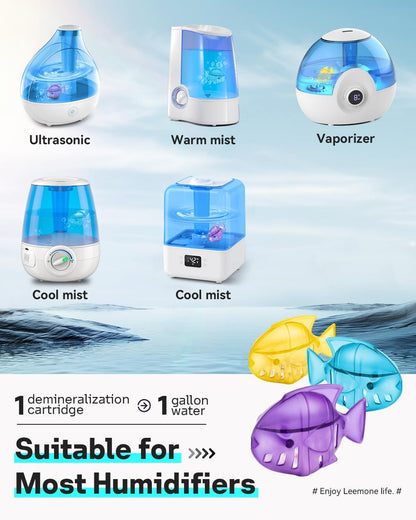 Leemone Humidifier Cleaning Fish 10-Pack – Water Purifying Cleaning Cartridges for Humidifiers & Fish Tanks, Prevents Hard Water Scale, Reduces Mineral Build-Up - PuriLite