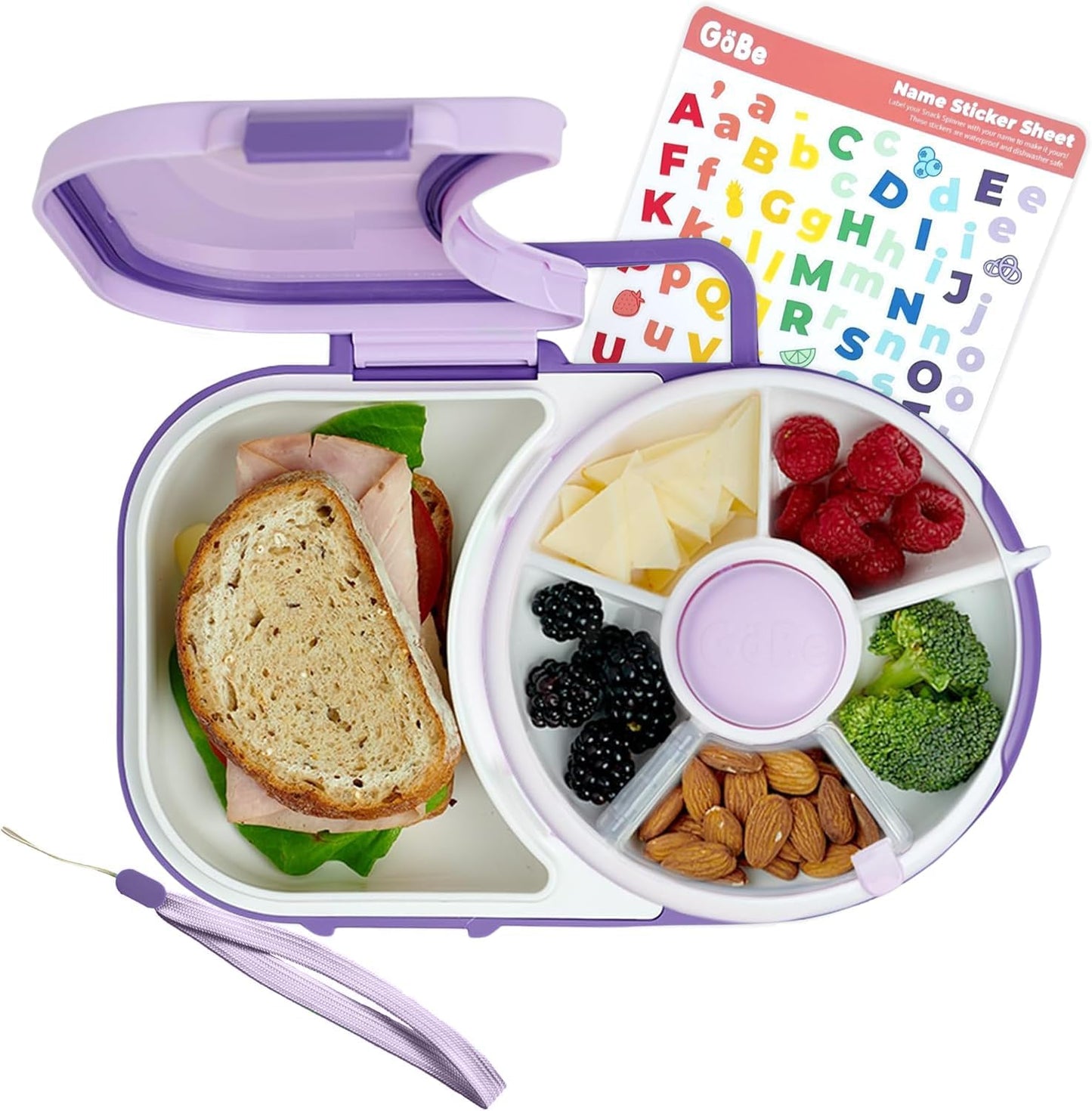 GoBe Kids Lunchbox - Reusable Snack Container with 5 Compartment Dispenser and Lid | BPA and PVC Free | Dishwasher Safe | No Spill, Leakproof