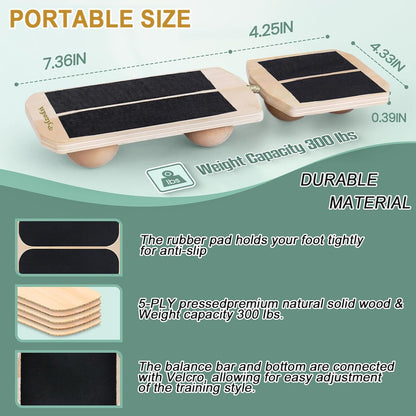 Ankle Balance Board 3 Optional Levels, Wooden Ankle Strengthener with Physical Therapy Guide for Plantar Fasciitis Relief, Achilles Pain, Posture Corrector, Foot Stretcher, Balance Training