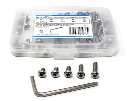 iexcell 50 Pcs M6 x 20mm Thread Pitch 1 mm Stainless Steel 304 Hex Socket Button Head Cap Screws Bolts Kit