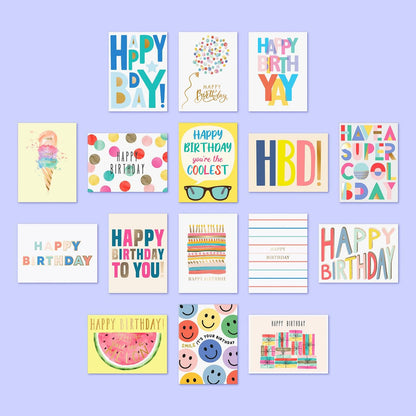 Sweetzer & Orange Happy Birthday Cards with Envelopes and Assortment Box – Variety Set of 50 Assorted Birthday Notes. Perfect Bulk Pack for Celebrations, Office, Friends, Family, and Special Occasions