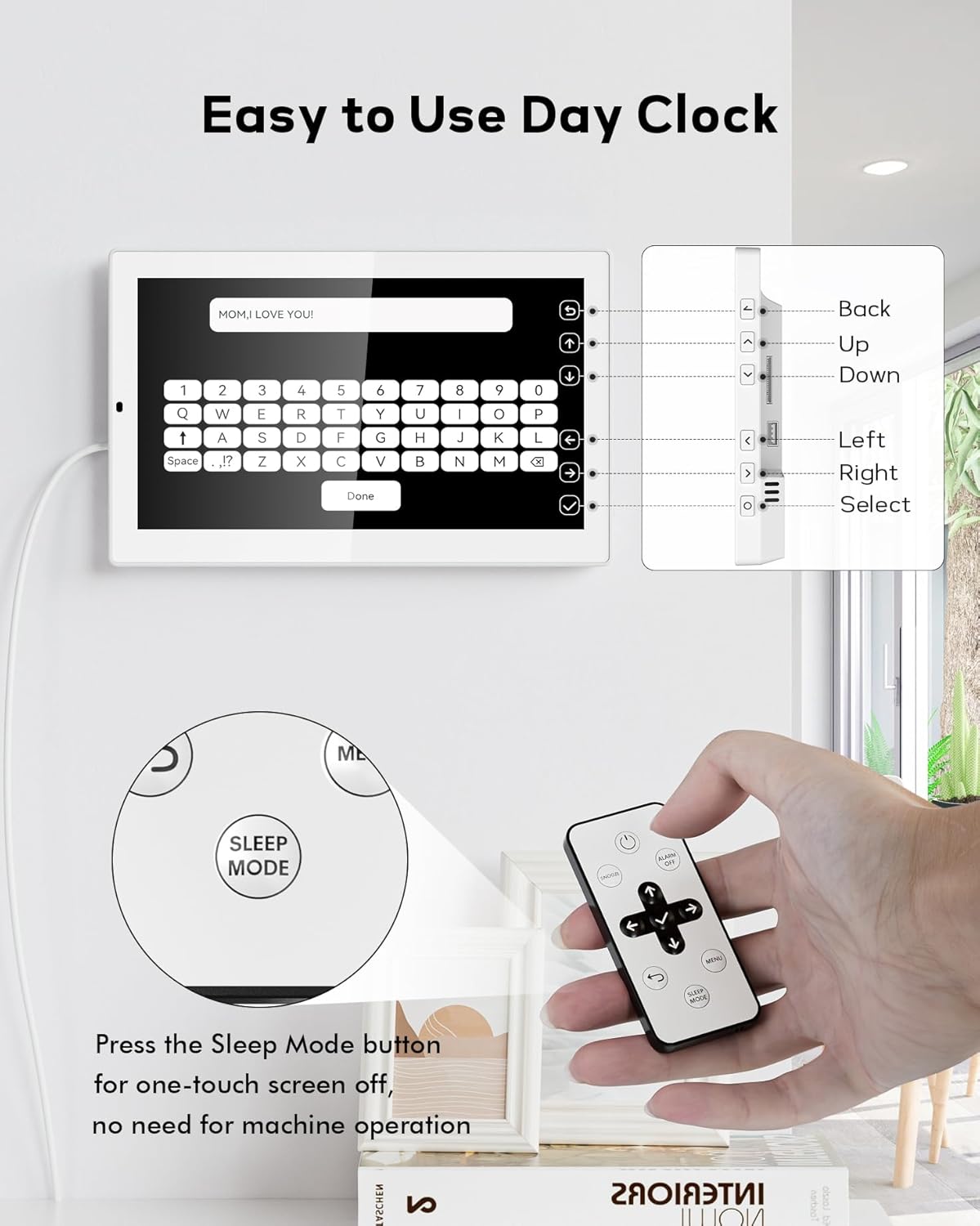 10.1'' Large Display Dementia Clock for Seniors, Calendar Clock with Remote Control,12 Themes, 20 Alarms, 20 Reminders, 6 Languages, Auto Dimming, 12/24 Hours, Indoor Temperature, Humidity