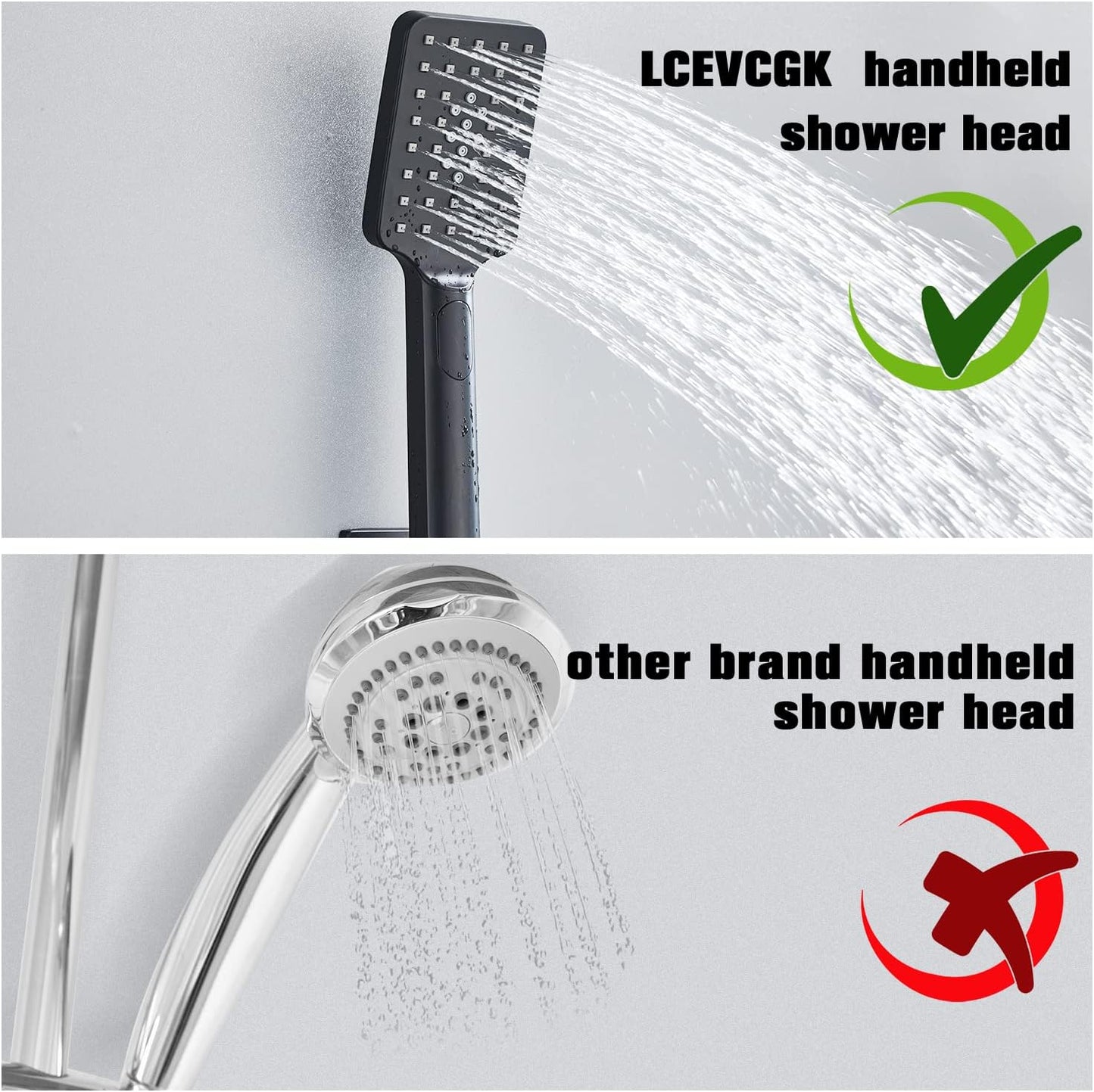 LCEVCGK Shower Faucet Set Complete Matte Black Shower System with 8 inch Square Rainfall Shower Head 3-Function Handheld Shower Waterfall Bathtub Spout Rain Shower Combo Set Bathroom Wall Mounted