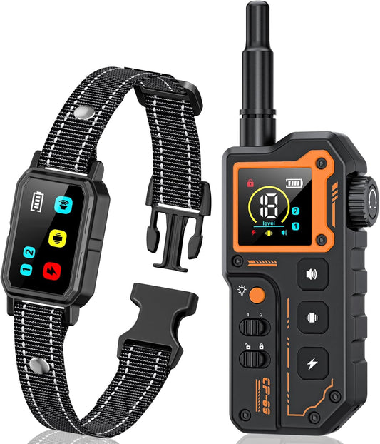 AI Dog Shock Collar (10-120Lbs) - 3300FT Dog Training Collar with Remote, IPX7 Waterproof Collar with Beep, Vibration, Safe Shock for Large Medium Small Dogs, Keypad Lock and Flashing Light