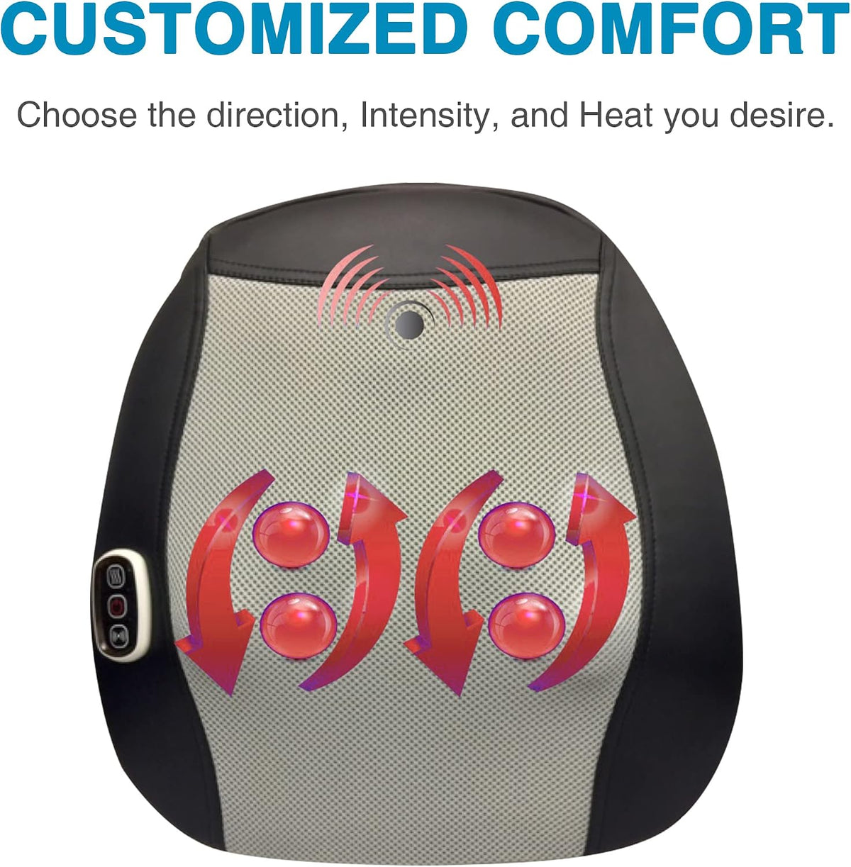 Shiatsu Massage Pad with Heat for Back and Foot Chair or Car Portable Shiatsu massage pad with soothing heat, deep kneading nodes, and car adapter for dual back and foot use